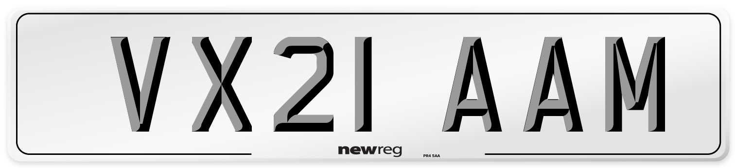 VX21 AAM Number Plate from New Reg